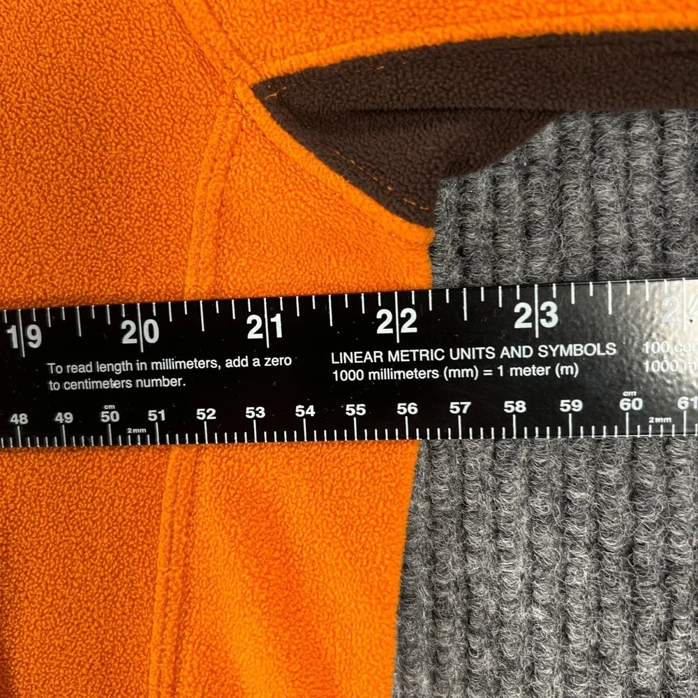 The North Face Mens Sweatshirt Large Orange Long Sleeve 1/4 Zip Mock Neck Fleece